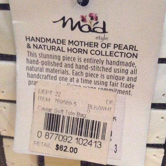 Boutique Sea Cove Mother of Pearl Caviar Shell Tote Bag Purse Beach Handbag-NWT - Picture 4 of 13